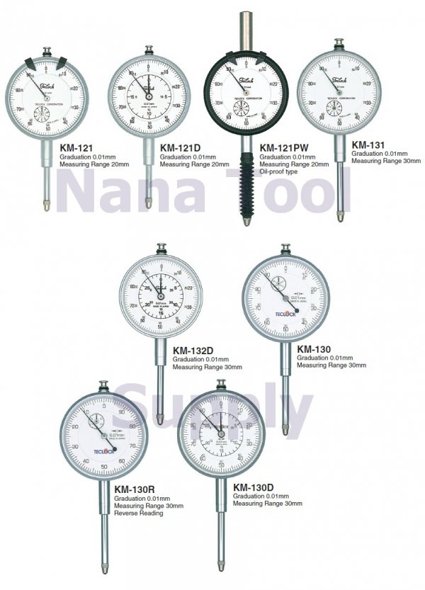 0.01mm Long Stroke Dial Indicator KM-121, KM-121D, KM-121PW, KM-131, KM-132D, KM-130, KM-130R, KM-130D