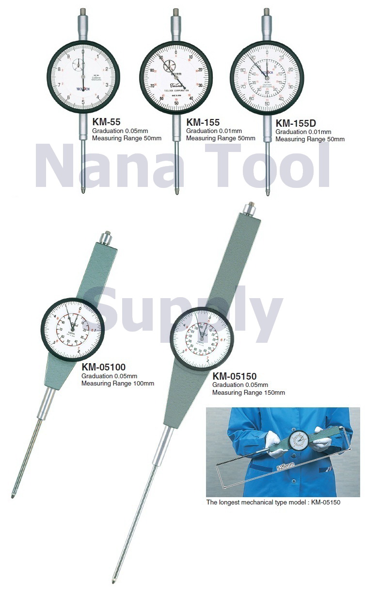 Long Stroke Dial Indicator KM-55, KM-155, KM-155D, KM-05100, KM-05150
